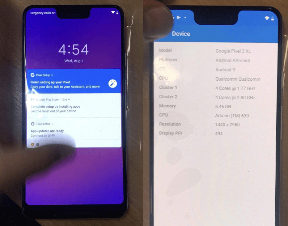 Инсайдер показал предрелизный образец Google Pixel 3 XL