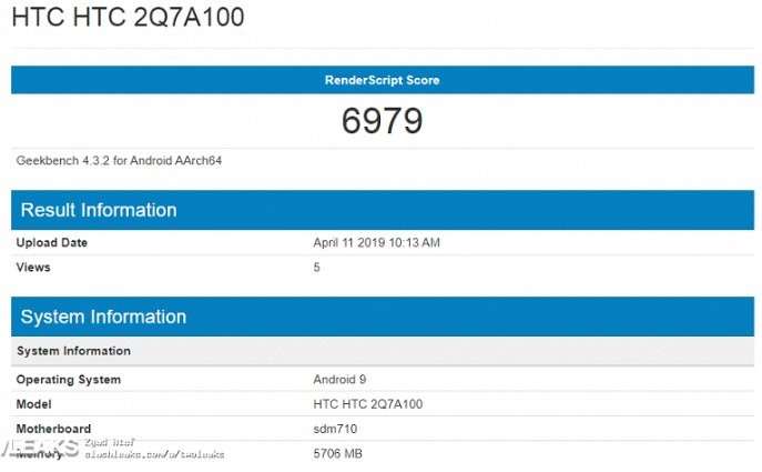 HTC готовит новый смартфон на Snapdragon 710