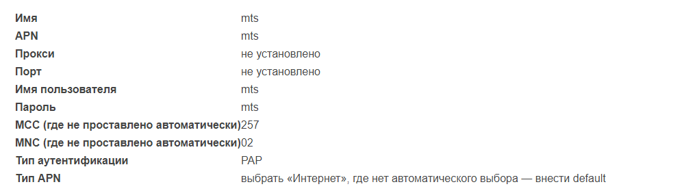 Инструкция по настройке интернета МТС на Android