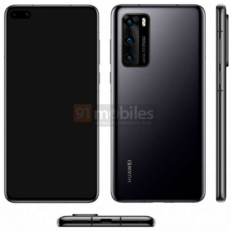 Huawei P40 на качественных рендерах: 6 камер и «стандартный» флагманский дизайн