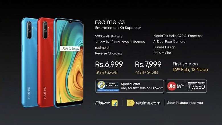 Представлен Realme C3: мощный смартфон с 5000 мАч аккумулятором за 6200 рублей