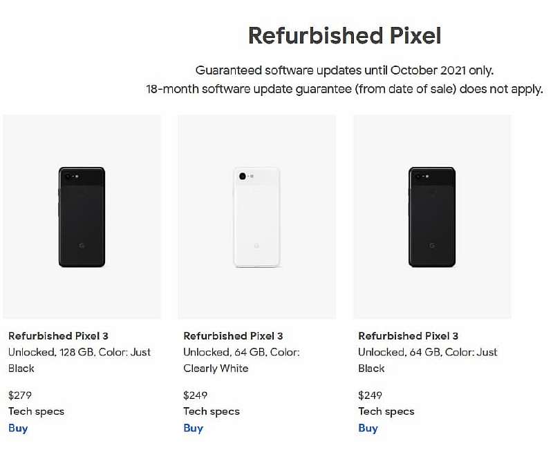 Google начала продавать восстановленные Pixel 3. Флагманские камерофоны стоят гроши