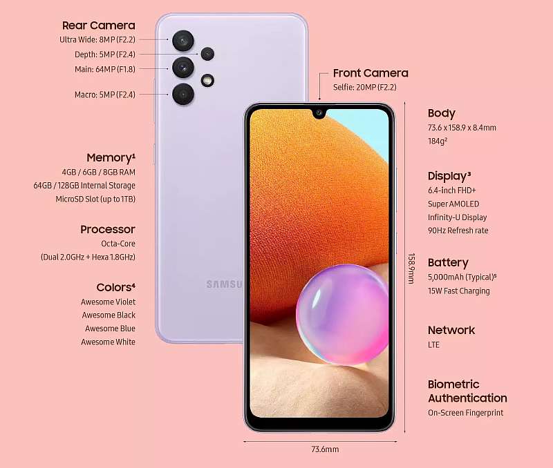 Galaxy A32 – стопроцентный хит Samsung. Бюджетник с 90-герцовым AMOLED экраном, Android 11 и NFC