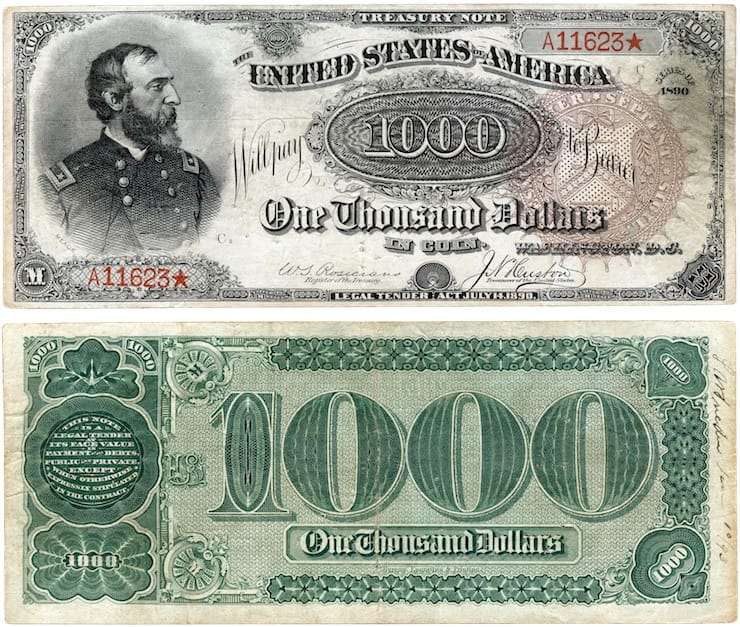 500, 1000, 5000, 10000 и 100 000$ — как выглядят самые редкие купюры долларов США