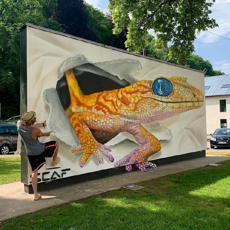 Французский уличный художник рисует 3D-граффити, и это зрелище не для слабонервных (30 фото)