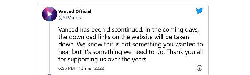 YouTube Vanced закрывается. Google поставила разработчикам ультиматум