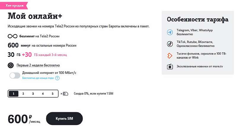 5 самых дешевых тарифов Tele2. Варианты для звонков, интернета и без абонентской платы