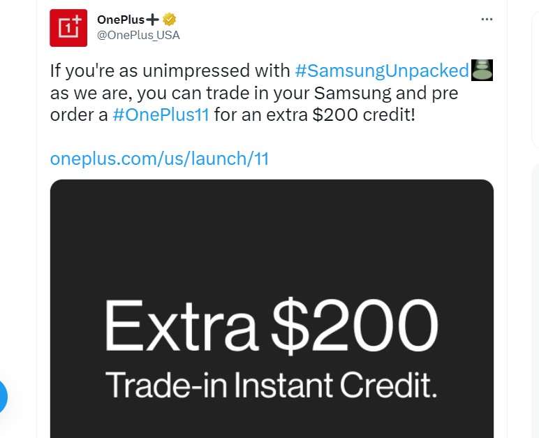 OnePlus дерзко высмеяла Samsung после анонса флагманов Galaxy S23