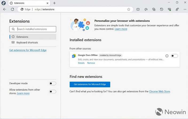 Microsoft Edge принудительно устанавливает расширения без запроса пользователя