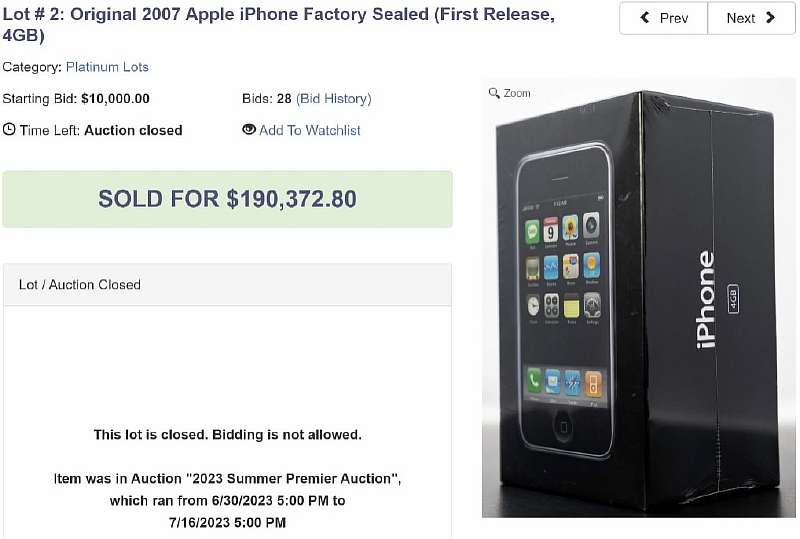Аукцион вышел из-под контроля. Оригинальный iPhone 2007 года продали за рекордные $190 тысяч