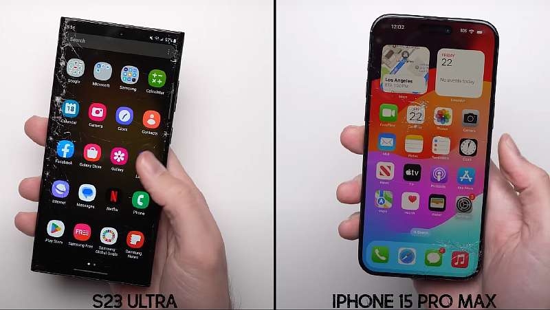 Экстремальное испытание на прочность: Samsung Galaxy S23 Ultra против iPhone 15 Pro Max
